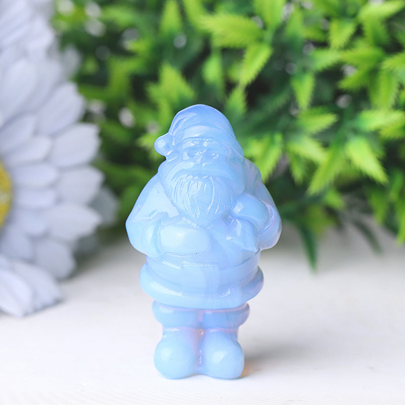 2" Blue Opalite Santa Claus Crystal Carvings for Christmas