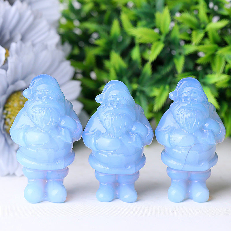 2" Blue Opalite Santa Claus Crystal Carvings for Christmas