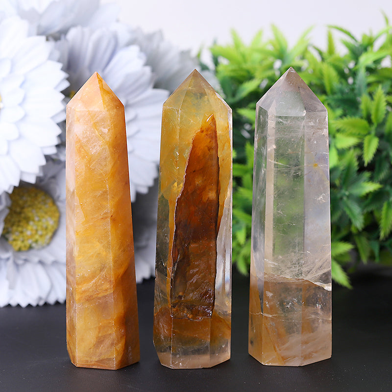 Set of 3 Golden Healer Crystal Points 3.5"