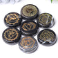 1 Set Agate Round Piece with Chakra Printed Runes Palm Stone