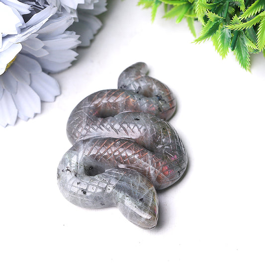 3.5" Labradorite Snake Crystal Carvings