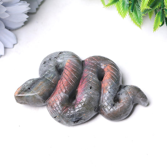 3.5" Labradorite Snake Crystal Carvings