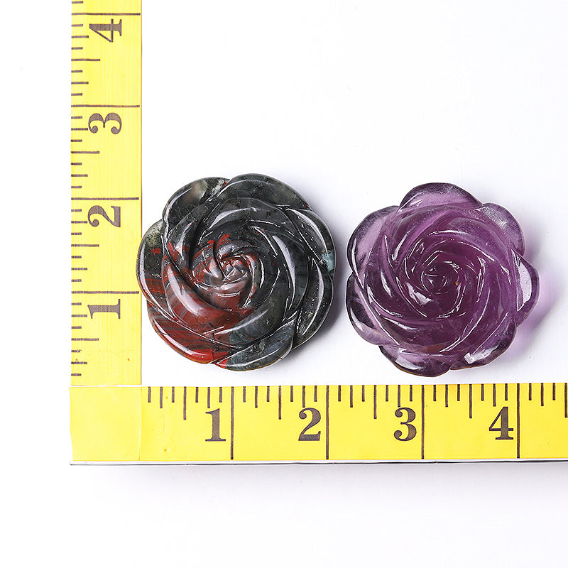 2" Rose Flower Crystal Carvings