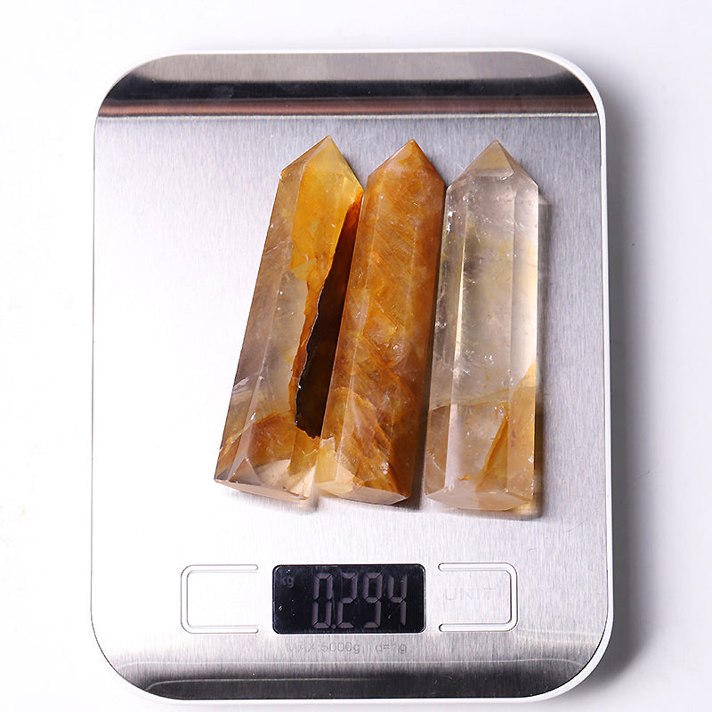 Set of 3 Golden Healer Crystal Points 3.5"
