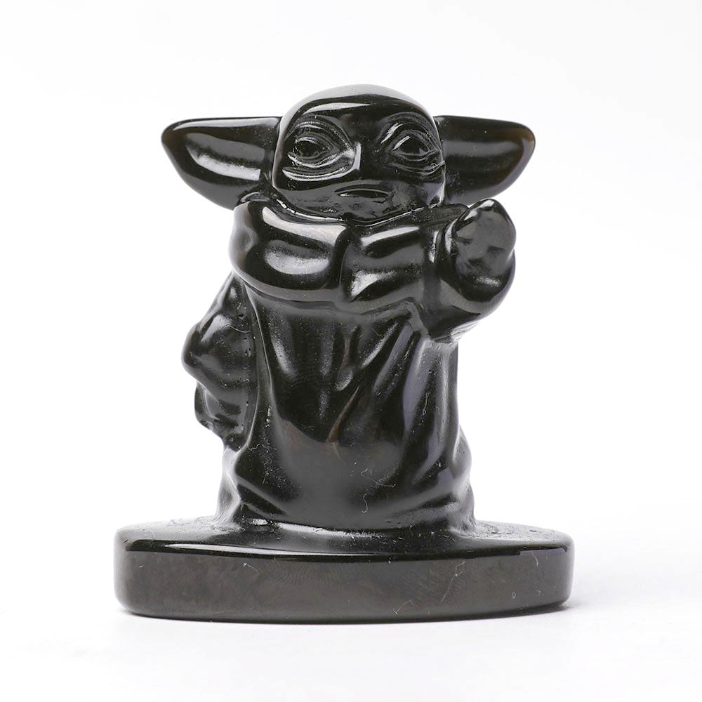 Black Obsidian Master Yoda Crystal Carvings