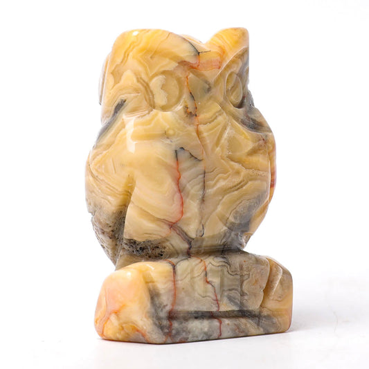 2.0" Crazy Agate Owl Figurine Crystal Carvings