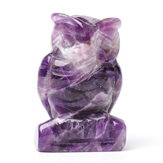 2.0" Amethyst Owl Figurine Crystal Carvings for Halloween