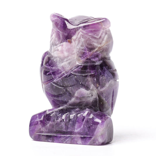 2.0" Amethyst Owl Figurine Crystal Carvings for Halloween