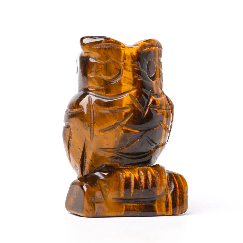 2.0" Tiger Eye Owl Figurine Crystal Carvings