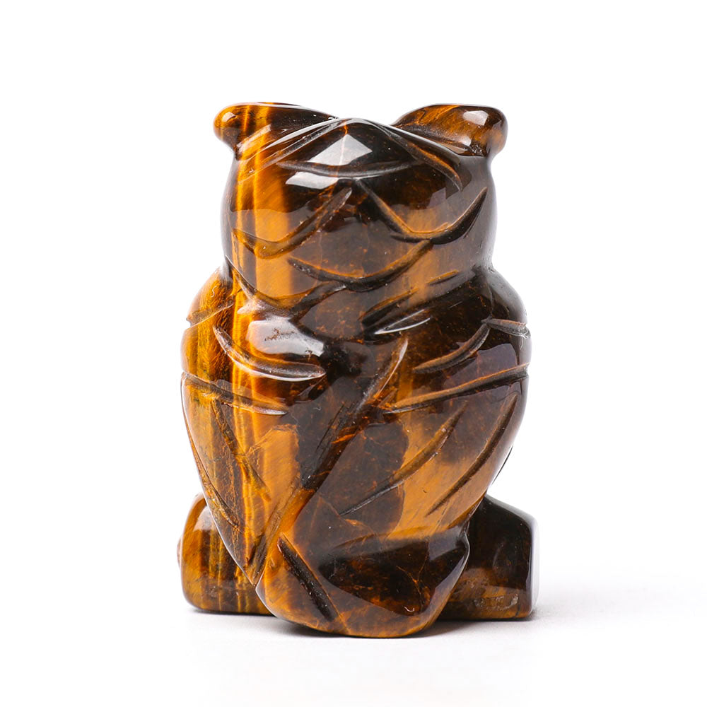 2.0" Tiger Eye Owl Figurine Crystal Carvings