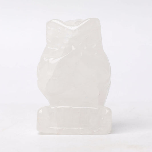 2.0" Clear Quartz Owl Figurine Crystal Carvings