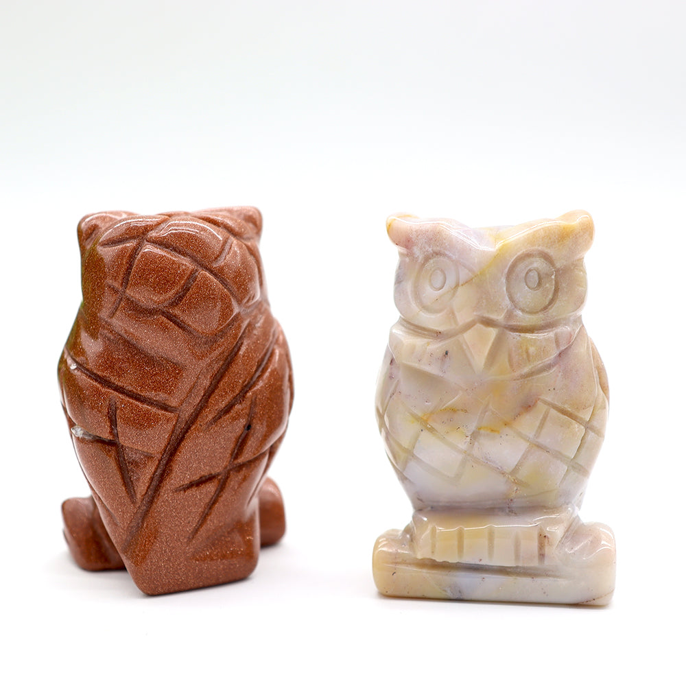 Hand Carved Owl Shaped Crystal Animal Carving