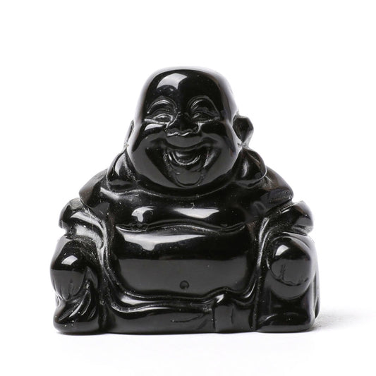 1.5" Black Obsidian Buddha Crystal Carvings