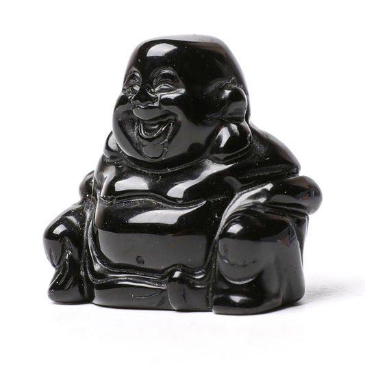 1.5" Black Obsidian Buddha Crystal Carvings