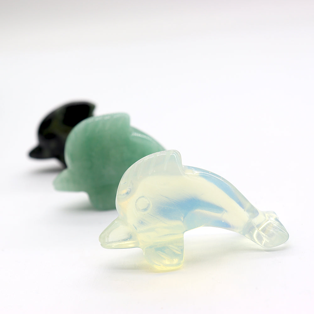 Carved Crystal Jumping Dolphin Figurine