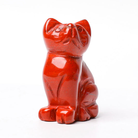 1.5" Red Jasper Cat Figurine Crystal Carvings