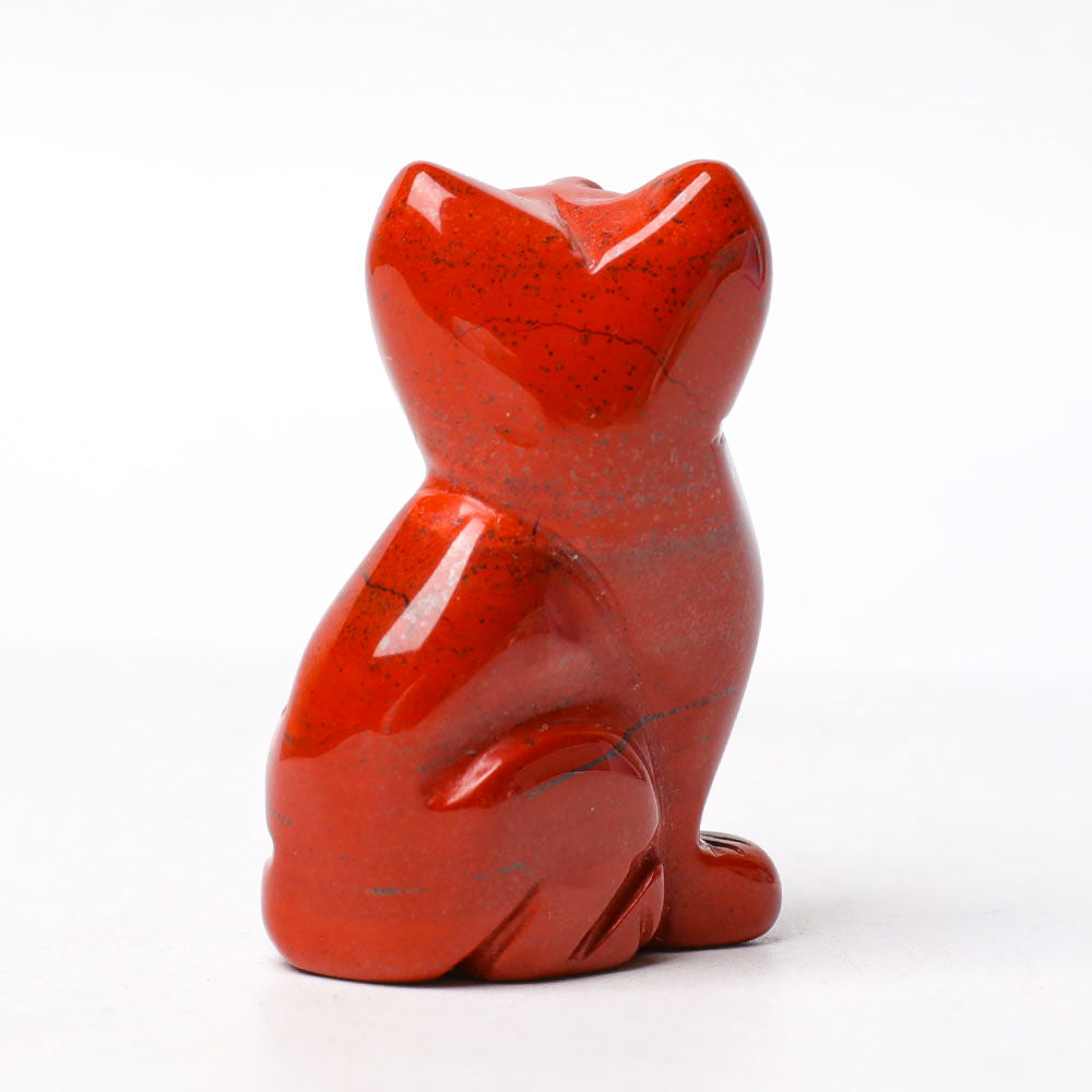 1.5" Red Jasper Cat Figurine Crystal Carvings