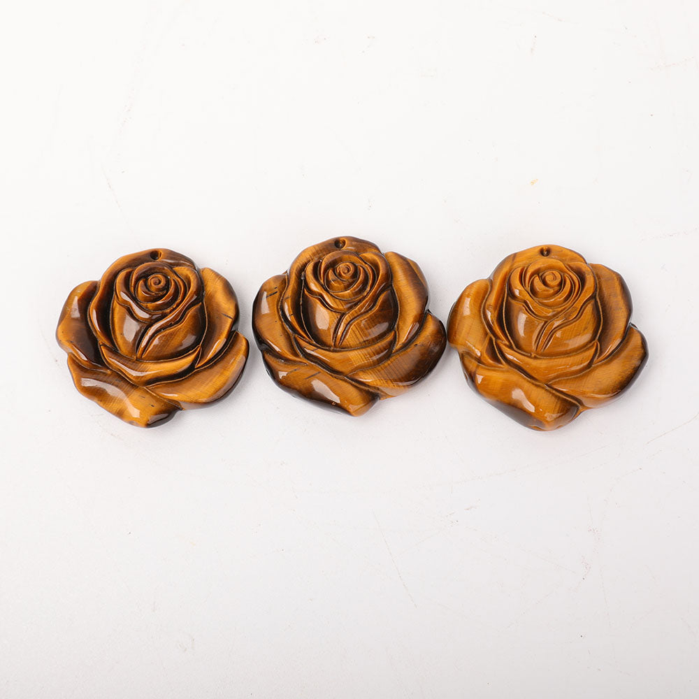 Tiger Eye Rose Flower Carvings