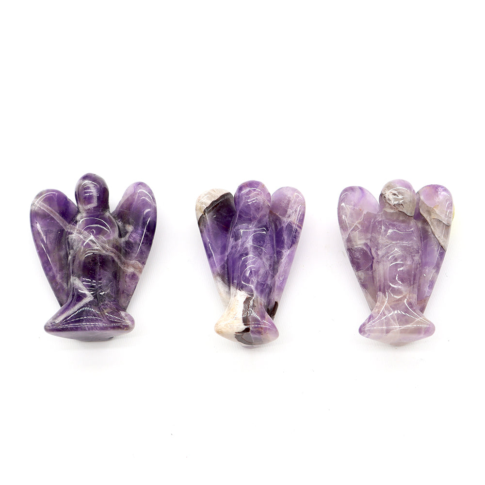 Crystal Gemstone Carved Pocket Crystal Guardian Angel Figurines 3 inch