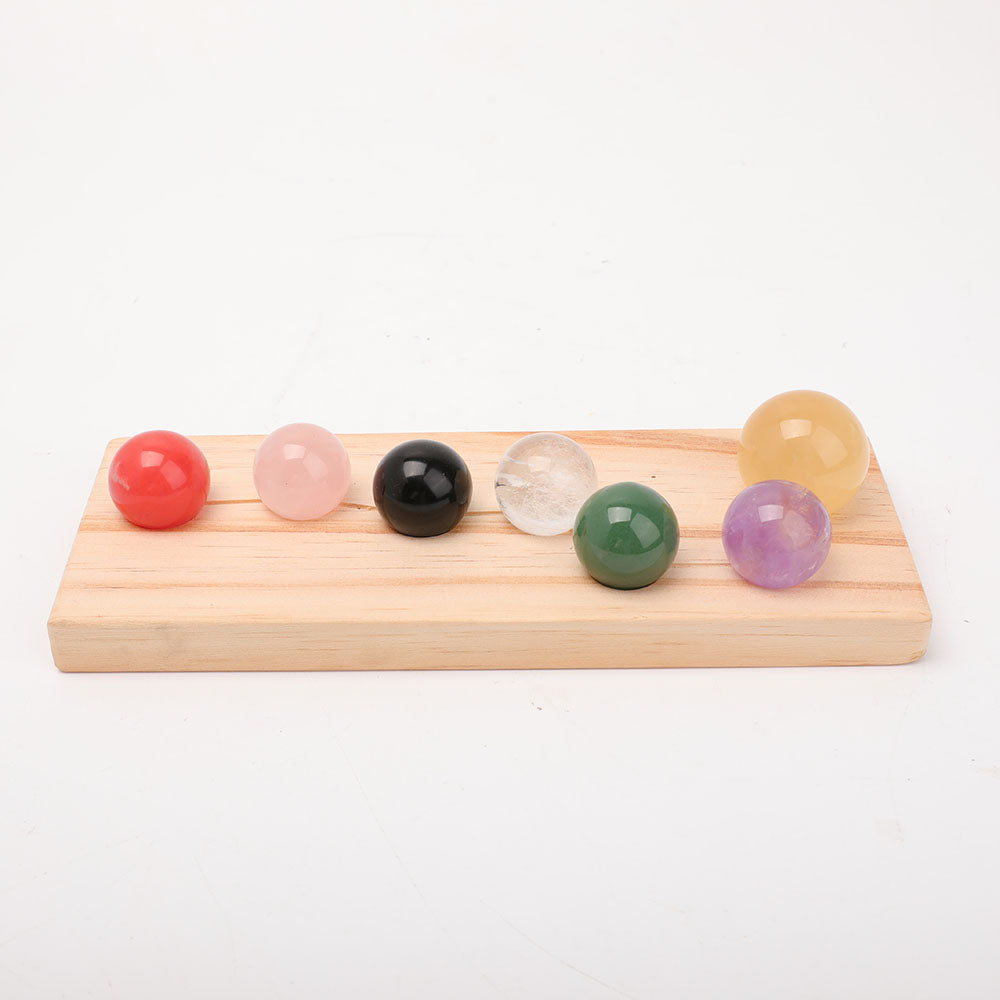 Chakra Spheres with Wooden Stand