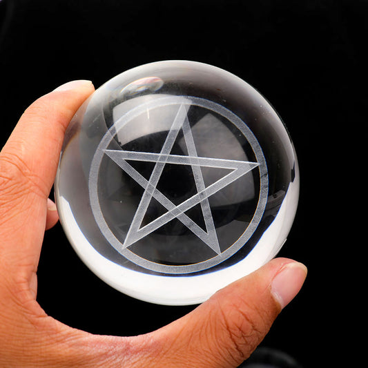 60mm Inner Laser Carving Pentagram Glass Sphere