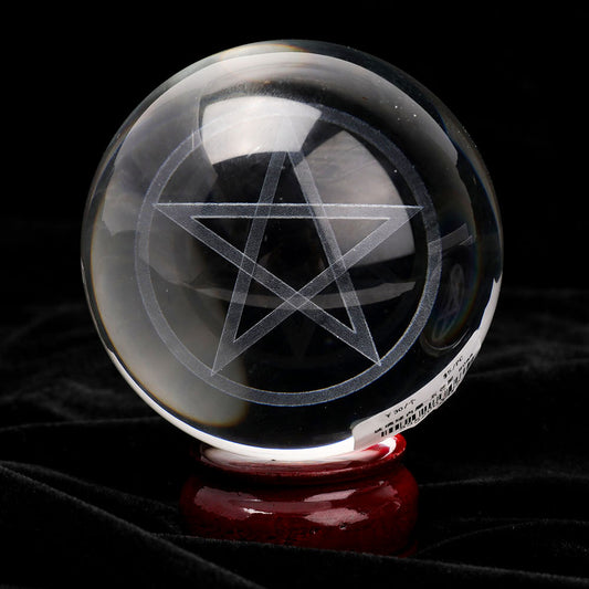 60mm Inner Laser Carving Pentagram Glass Sphere