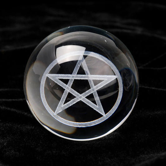 80mm Inner Laser Carving Pentagram Glass Sphere