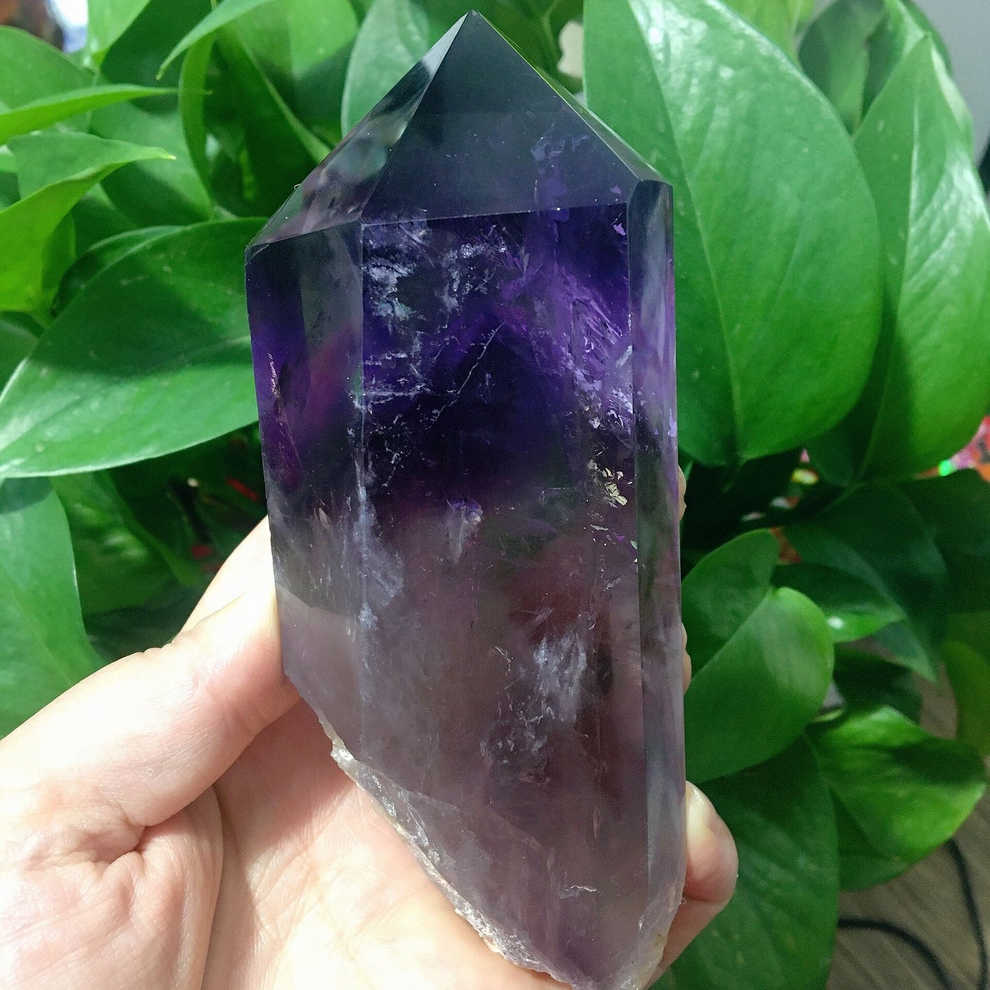 Dark Purple Amethyst Point Half Polished #8