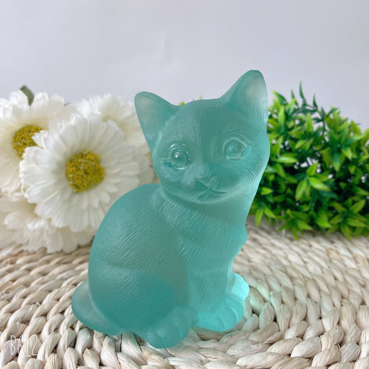 4.7" Glass Cat Crystal Carvings